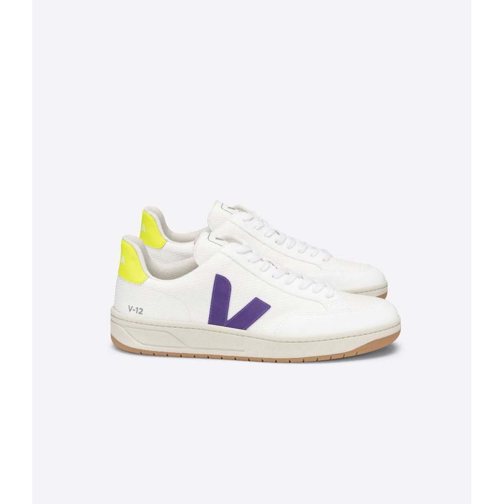 Veja V-12 B-MESH Schoenen Dames White/Purple | NL 581RVD